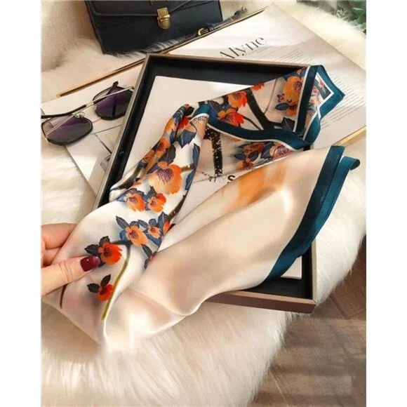 100% Pure Mulberry Silk Square Scarf 27"x27" Women Neckerchief - Picture 6 of 6